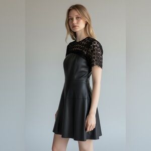 Zara Black Midi Dress with Lace Detail